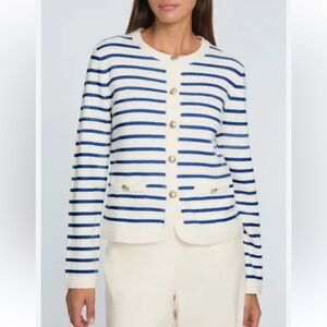 Elie Tahari The Makena Stripe Wool & Cashmere Cardigan